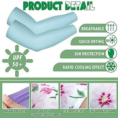 Crowye 12 Pairs UV Protection Arm Sleeve Farm Outdoor Gardening Sun Protection Sleeves for Men Women Work Compression Tattoo Arm Cover Up for Outdoor Cycling Fishing