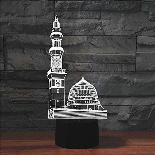 3D Night Light for Kids 3D Islamic Architecture Led Lamp with Remote Control 16 Color Changing Xmas Birthday Gift for Child
