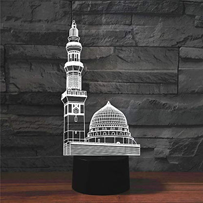 3D Night Light for Kids 3D Islamic Architecture Led Lamp with Remote Control 16 Color Changing Xmas Birthday Gift for Child