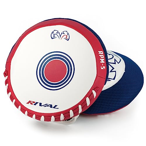 RIVAL Boxing RPM5 2.0 Parabolic Punch Mitts - Perfect for Precision and Combination Punching, 7" Diameter Striking Surface - color: Red/White/Blue