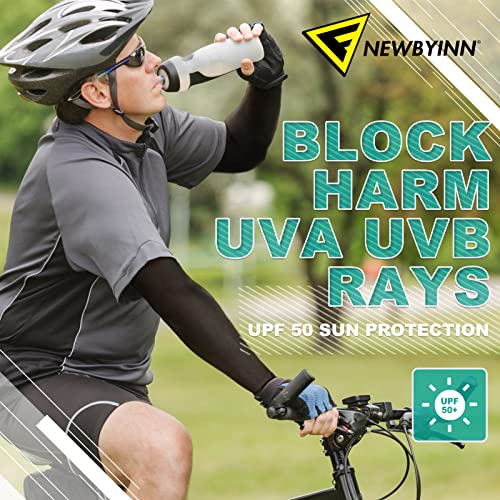 Newbyinn Arm Sleeves for Men Women, Size L - XL, UV Sun Protection Sleeve - color: 4 Pairs: Black + White + Dark Grey + Navy Blue