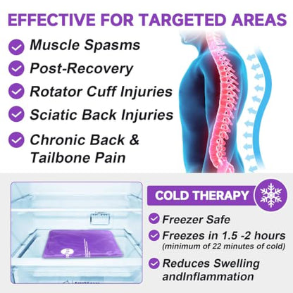 AiricePac Extra Large Gel Flexible Back Ice Packs for Injuries Reusable, 11”x 20” Cold Compress Therapy Wrap for Knee Leg Neck Shoulder Hip Back Pain Relief, Swelling, Bruises, Surgery, Purple - style: Pueple XXL 1 PACK
