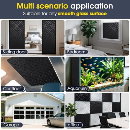 Coavas Total Blackout Window Privacy Film 100% Light Blocking & UV Protection, Static Cling Frosted Privacy Cover No Glue Heat Control Room Darkening Shade for Bedroom, Nursery,17.5 x 78.7 inches | Static Cling Removable Frosted Privacy Cover, Heat Contro
