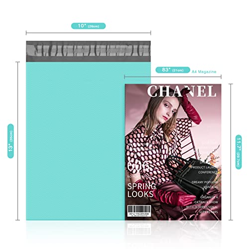 Fuxury Poly Mailers 10x13 Inch 100Pcs Shipping Bags for Clothing Embossed Dots Design Shipping Envelopes Waterproof Mailing Envelopes Self Seal Mailers Poly Bags Durable Package Bags Teal - size: 10x13" 100pcs