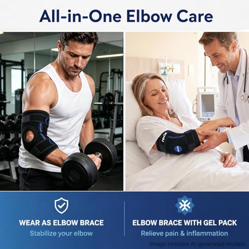 REVIX Cubital Tunnel Elbow Brace with Upgraded Soft Detachable Gel Pack, Tennis Elbow Ice Pack Wrap for Pitchers, Hot and Cold Therapy Support for Athletes, Golfer's Elbow, Post-workout Recovery