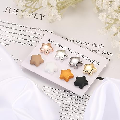 8PCS Hijab Magnetic Pins, Multi-Purpose Strong Magnetic Hijab Pins Scarf Clasp Pinless Brooch for Women Scarves Clothes, Star-shaped