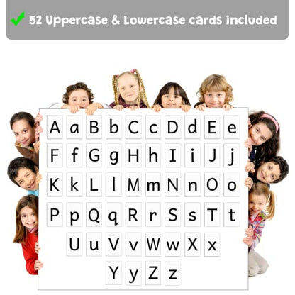 Attractivia Magnetic Big Alphabet ABC Flash Cards - 52 Sturdy Uppercase & Lowercase Large Letters, Black - for Classroom Teachers, Homeschool, ESL, Kids and Adults - style: Black Uppercase & Lowercase