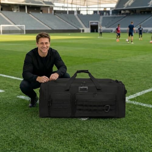 135L Large Duffle Bag, Heavy Duty Duffle Bag for Travel, Extra Large Sports Gym Equipment Bag for Soccer Baseball Basketball Hockey Football, Black - color: Black