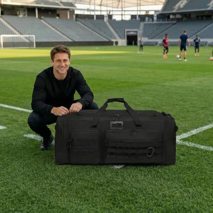 135L Large Duffle Bag, Heavy Duty Duffle Bag for Travel, Extra Large Sports Gym Equipment Bag for Soccer Baseball Basketball Hockey Football, Black - color: Black