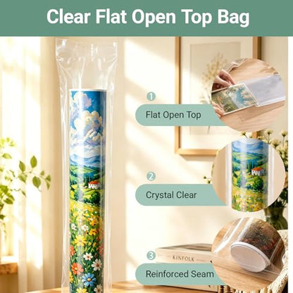 Plastic Poster Sleeves, 20 Pack 6 x 50 Inch Acid-Free Clear Storage Bag, Waterproof Flat Open Poly Long Narrow Tube for Blueprint, Collection, Painting Artwork, Fishing Rod and Umbrella, 2Mil - size: 6 x 50 Inch