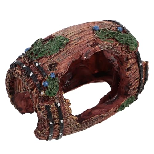 GARVALON Fish Shrimp Hiding House Aquarium Decoration Barrel Ornament Resin Large Red Shelter for Fish Tank Landscaping Aquatic Animal Resting Spot