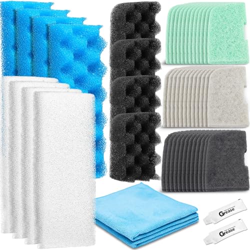 Threlaco 52 Pcs Replacement Filter Media Kit Compatible with Fluval 306/307 Aquarium Filters, Include Three Bio Sponge, Ammonia/Phosphate/Nitrite Remover, Towel and Grease - style: 306/307