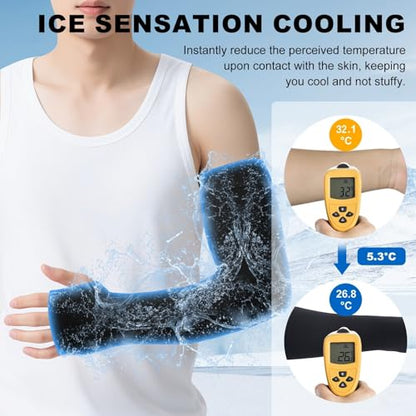 Cooling Arm Sleeves with Thumb Hole for Men & Women, UV Sun Protection Compression Sleeves for Outdoor - color: White