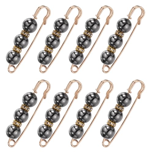 MECCANIXITY Pearl Brooch Pins, Decorative Safety Pin Brooch - color: Dark Black