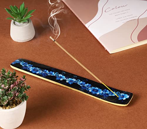 Bless-International Traditional-Handmade-Burner Wooden-Incense-Stick-Holder Ash-Catcher-Stand for-Aromatherapy-Meditation-Yoga (Meditation Time) 10 Inches, Pack of 1 - color: Meditation Time,10 Inch, size: One Holder