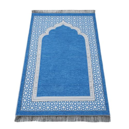 Islamic Prayer Rug Elegant Masjid Pattern Thin Mat Muslim Portable Blanket Ramadan Eid Gift Rug Turkish Prayer Carpet - Blue 1pc - color: 1pc Bluec