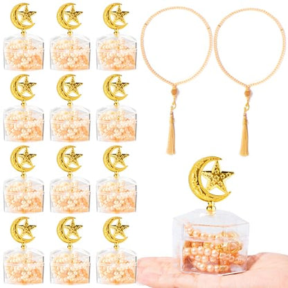 Ramadan Eid Gifts - 12 Sets Bulk Muslim Prayer Beads with Boxs Eid Mubarak Party Favors Gifts Islamic Party Supplies Religious Jewelry Favors for Ramadan Wedding Islamic Festival Birthday