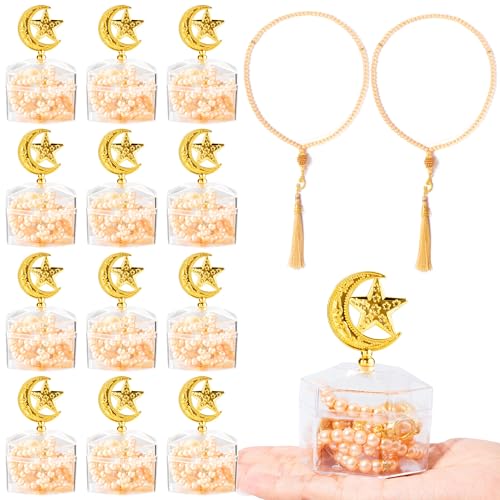 Ramadan Eid Gifts - 12 Sets Bulk Muslim Prayer Beads with Boxs Eid Mubarak Party Favors Gifts Islamic Party Supplies Religious Jewelry Favors for Ramadan Wedding Islamic Festival Birthday