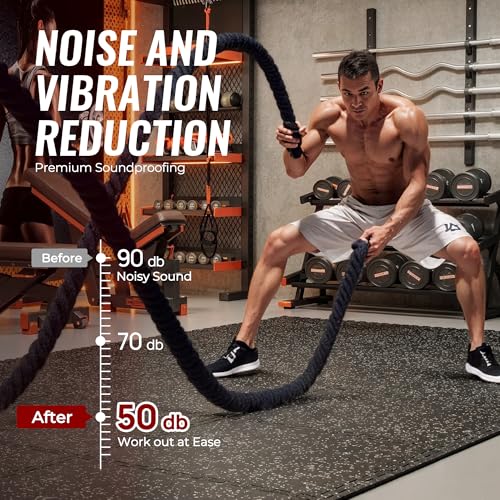 SUPERJARE 0.79'' Extra-Thick Exercise Equipment Mats, 36 Pcs 144 Sq Ft Rubber Top Floor Tiles with High Density EVA Foam, Interlocking Gym Flooring for Home Gym, Workout Mat, Black/Grey - size: 36 Tiles (144 Sq Ft)