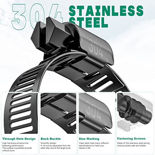 OURU 40PCS Black Hose Clamp Stainless Steel Adjustable 1/4"-7/16"(6-12mm) | Heavy Duty, Rust Resistant, Worm Gear Small Hose Clamp， Automotive, Pipe, Radiator Plumbing, Fuel Line - size: 40PCS (1/4" - 7/16")