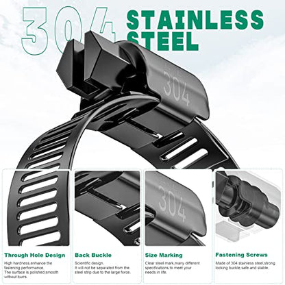 OURU 40PCS Black Hose Clamp Stainless Steel Adjustable 1/4"-7/16"(6-12mm) | Heavy Duty, Rust Resistant, Worm Gear Small Hose Clamp， Automotive, Pipe, Radiator Plumbing, Fuel Line - size: 40PCS (1/4" - 7/16")