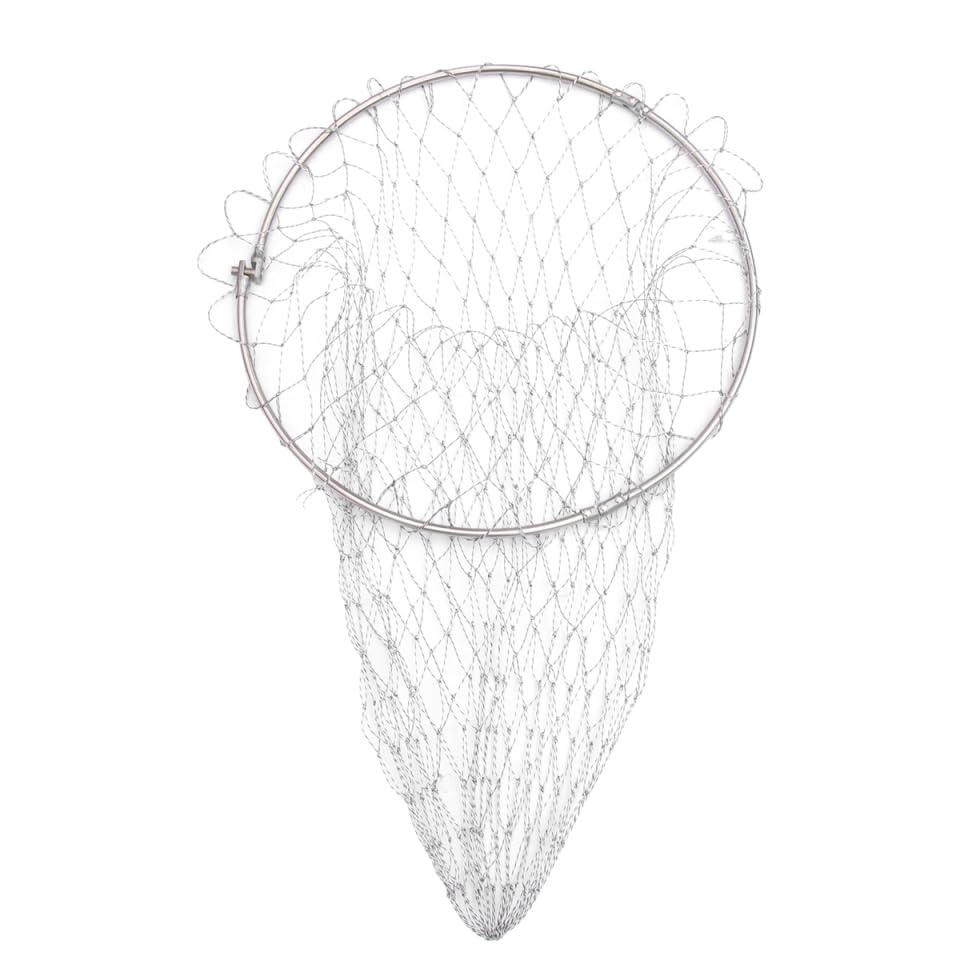Abaodam Fish Net Bag Accessories Mesh Collapsible Fishing Net Replacement Fishing Net Pole Foldable Fishing Trap - color: Silver