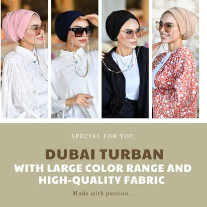 para life Dubai Turbans for Women, Breathable Instant Turban|Std Size Stretchable Cotton|Hijab Cap&Undercap - color: Khaki