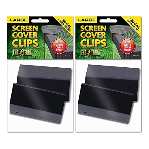 Exo Terra 2 Pack of Terrarium Screen Cover Clips, Large, for Aquariums and Glass Tanks