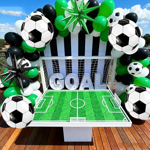 Soccer Balloons, 6 Pcs Large Foil for Boys Sports Birthday Party Decor - style: Soccer