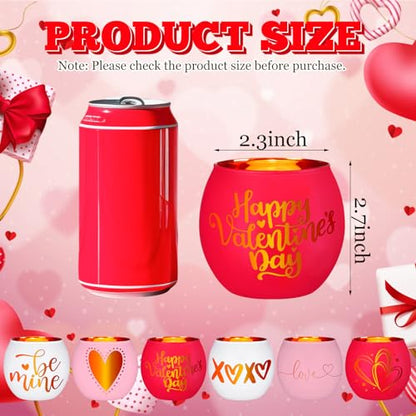 FoldTier 6 Pcs Valentines Candle Holders Love Glass Tealight Votive Candle Holder for Table Centerpiece Valentine's Day Wedding Party Decoration Home Tabletop Decor Gift - style: Valentines