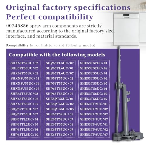 00745856 Dishwasher Upper Spray Arm Assembly Compatible with Boh,00745856 Spray Arm Replacement 745856 3279216 AP5691325 PS8737036 EAP8737036 ﻿