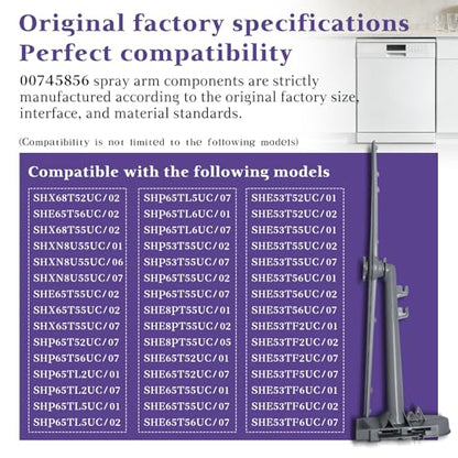 00745856 Dishwasher Upper Spray Arm Assembly Compatible with Boh,00745856 Spray Arm Replacement 745856 3279216 AP5691325 PS8737036 EAP8737036 ﻿