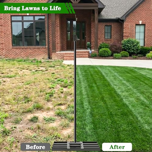 Lawn Leveling Rake for Small Yards & Spot Repair, 17x10 Professional Yard Leveler for Soil & Sand, Ergonomic Long Handle Landscape Rake, Black - size: 17x10inch-5FT
