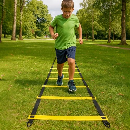 6 Meters 12 Rung Speed Ladder, 19.7 Ft Agility Training Set, with Carry Bag and 10 Soccer Cones, Agility, Speed, Coordination Drills, Soccer Training Equipment