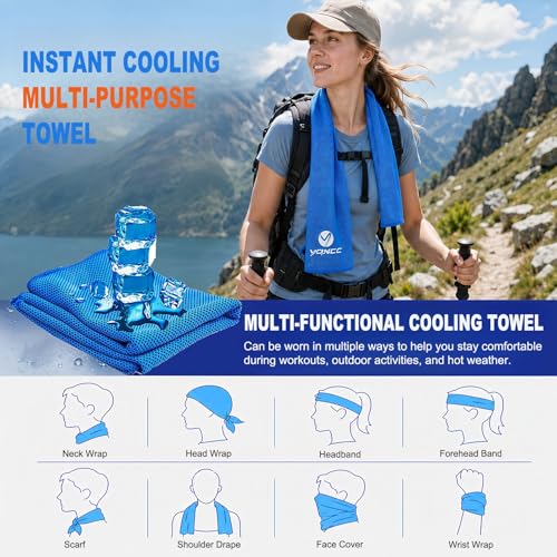 YQXCC 2 Pack Cooling Towels (47"x12"), Ice Cool Towel for Neck & Face | Cooling Neck Wraps, Soft Breathable Microfiber Chilly Towel for Yoga, Golf, Gym, Running, Camping & Hot Weather - color: Purple/Pink