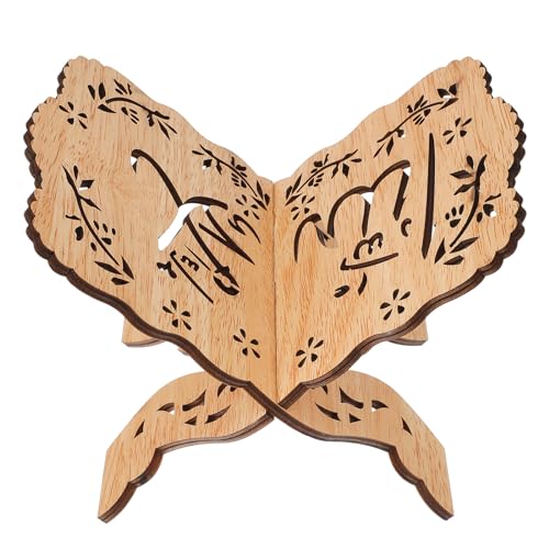 Amosfun Wooden Quran Holder Bible Stand Prayer Book Display Reading Stand - Folding Book Holder Eid Party Reading 6.5x5.5x5.0 Inch