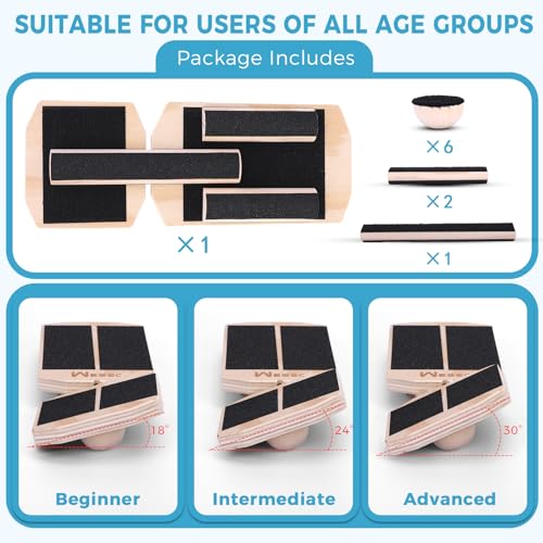 Ankle Balance Board, Non-Slip Strengthener Wood Wobble Board for Sprained, Posture Correction - Home Stability Exercises Balance Board - size: Round