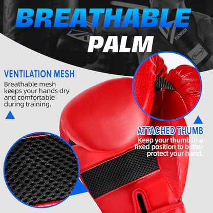 Boxing Gloves for Men Women, Training Sparring Boxing Gloves, Heavy Punching Bag Workout Gloves for Boxing Kickboxing Muay Thai Mixed Martial Arts MMA Training - color: Red