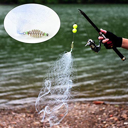 Demeras Spin Network Bait Fish Net Outdoor Nylon Cast Hand Throw Fishing Mesh Hand Casting Bait Fish Net for Bait Trap Fish(10 mesh)