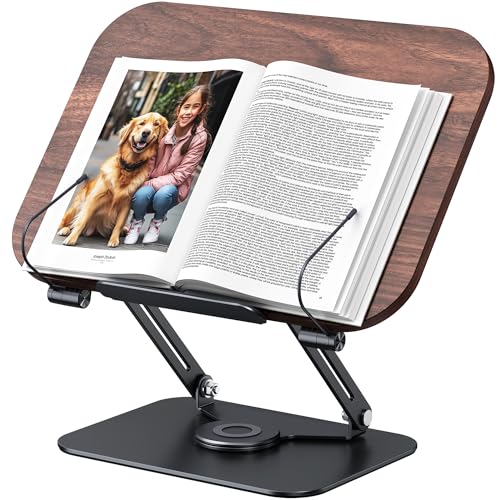 MOKURU Book Stand for Reading, 360° Adjustable Book Holder, Foldable Book Holder Stand, Cookbook Stand, Textbook Stand, Bible Stand, Music Scores Stand, Laptop Stand, Tablet Stand - color: Black