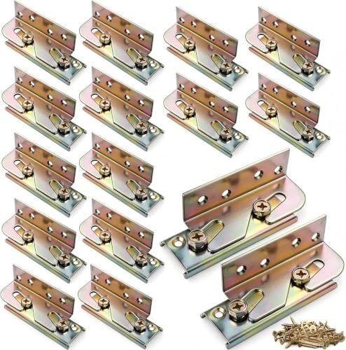 Bed Rail Brackets 16Pack,Heavy Duty Bed Frame Brackets Bulk with Screws | Fittings Wooden Bed Frame Connectors - size: 16 Pieces