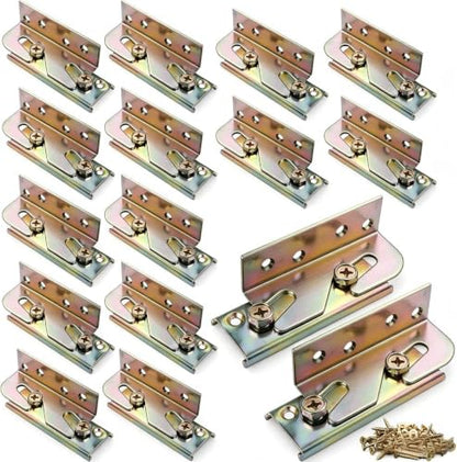 Bed Rail Brackets 16Pack,Heavy Duty Bed Frame Brackets Bulk with Screws | Fittings Wooden Bed Frame Connectors - size: 16 Pieces