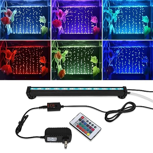 9.05 inch Submersible Aquarium Light, Fish Tank Light with Air Bubble Hole, RGB Color Changing Brightness Adjustable IP68 Waterproof Remote Control LED Light for Aquarium Fish Tank - size: 9.05 inch Air Bubble Hole