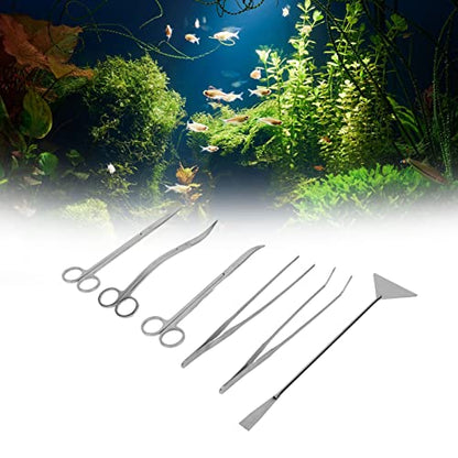 Drfeify Aquarium Stainless Steel Scissor Tweezer Spatula Tool Set for Fish Tank Plant Care