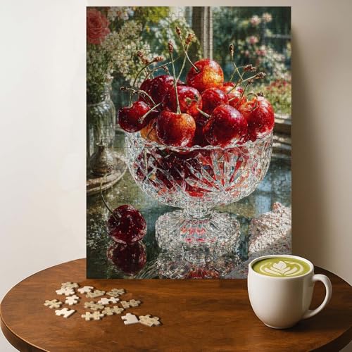 Cherry Kitchen Cooking Lovers Food Jigsaw Puzzle - 500 Pieces Wooden Puzzle for Adults, Wall Art Gift, Finished Size: 20 x 15 Inch - color: Cherry Kitchen Cooking Lovers - 500 Pieces