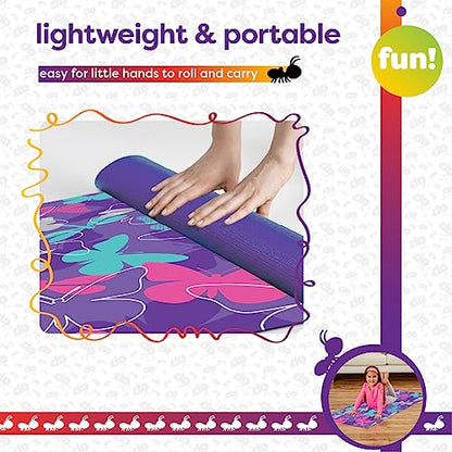 Antsy Pants Yoga Mat for Stretching and Yoga - color: Purple Butterflies