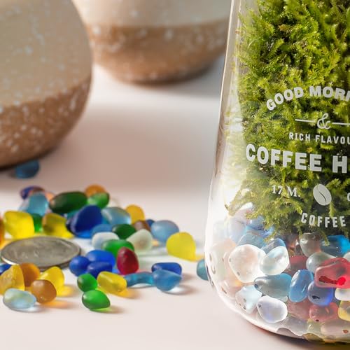 Sea Glass Pebbles 6–9mm – Frosted Irregular Tumbled Glass for Vase Fillers, Aquarium Gravel & Resin Art | Decorative Frosted Stones for DIY Crafts