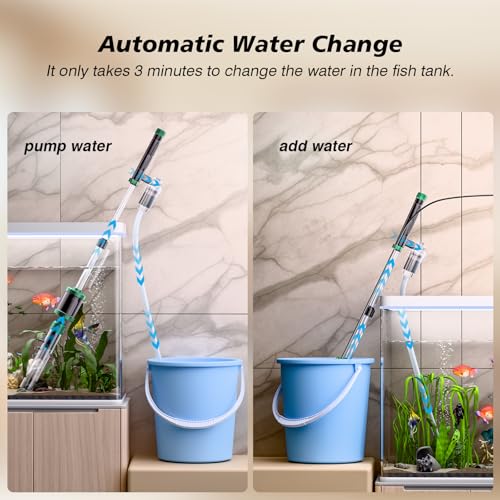 AKKEE Aquarium Vacuum Gravel Cleaner, 36W Electric Fish Tank Cleaner Vacuum, 8 in 1 Multifunctional Aquarium Cleaner for Automatic Water Change, Wash Sand, Water Circulation and Timed Off - color: Green