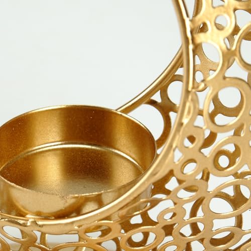 BinaryABC Eid Mubarak Moon Shape Candle Holder - Ramadan Candlestick Holder, Centerpieces for Table Decorations
