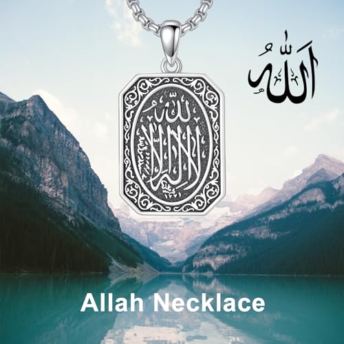 PELOVNY Allah Necklace for Men Women 925 Sterling Silver Islam Allah Pendant Chain Islamic Muslim Religious Jewelry Gifts - color: Allah-03